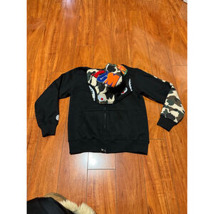 Men's A Bathing Ape Black Camo Full Zip Hoodie S